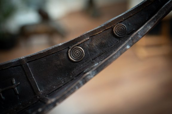 Clodagh Redden Boat Bronze standing figure large scale indoor outdoor sculpture beautiful original piece Ireland Irish art original Irish art bronze foundry contemporary take on traditional currach kilbaha gallery