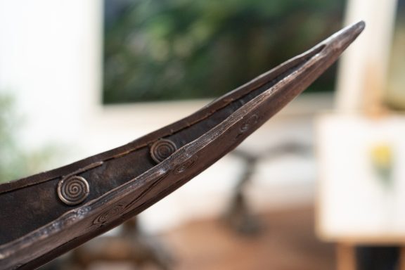 Clodagh Redden Boat Bronze standing figure large scale indoor outdoor sculpture beautiful original piece Ireland Irish art original Irish art bronze foundry contemporary take on traditional currach kilbaha gallery