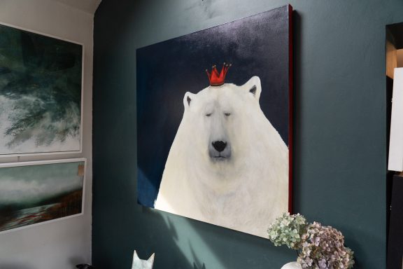 Heidi Wickham Original Contemporary Irish Art animals contrast Irish interiors Kilbaha Gallery Interior Design acrylics on canvas animals bunny painting cat dog Ireland