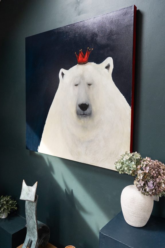 Heidi Wickham Original Contemporary Irish Art animals contrast Irish interiors Kilbaha Gallery Interior Design acrylics on canvas animals bunny painting cat dog Ireland