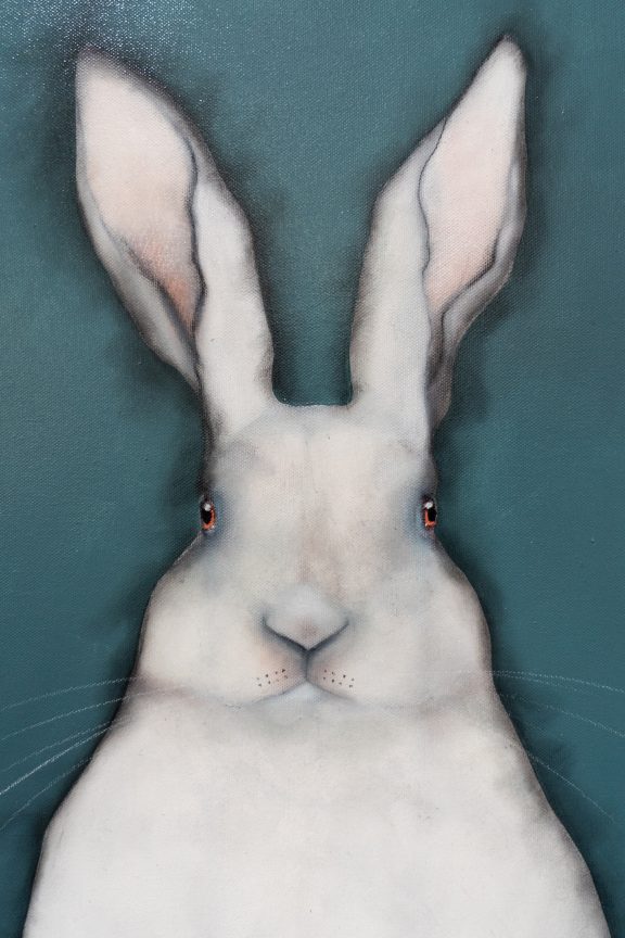 Heidi Wickham Original Contemporary Irish Art animals contrast Irish interiors Kilbaha Gallery Interior Design acrylics on canvas animals bunny painting cat dog Ireland