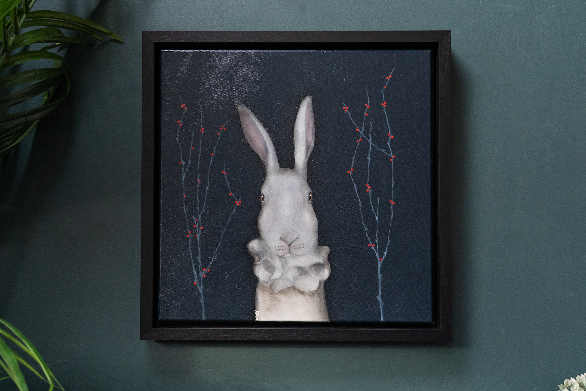Heidi Wickham Original Contemporary Irish Art animals contrast Irish interiors Kilbaha Gallery Interior Design acrylics on canvas animals bunny painting cat dog Ireland