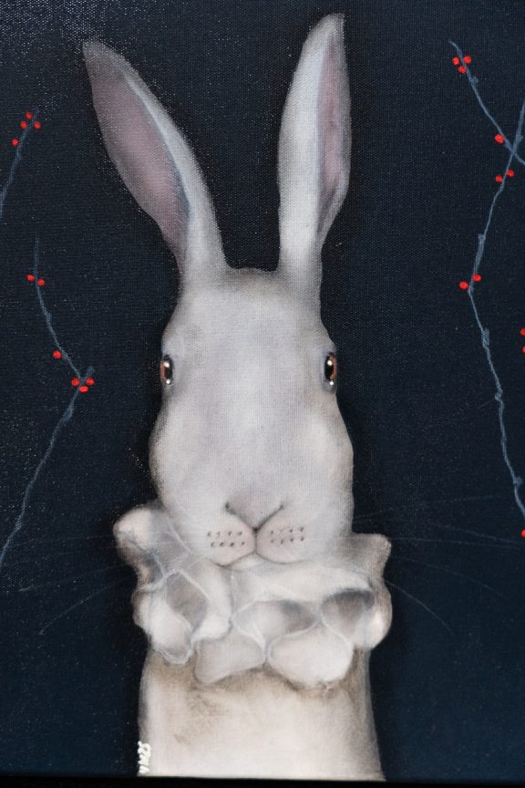 Heidi Wickham Original Contemporary Irish Art animals contrast Irish interiors Kilbaha Gallery Interior Design acrylics on canvas animals bunny painting cat dog Ireland