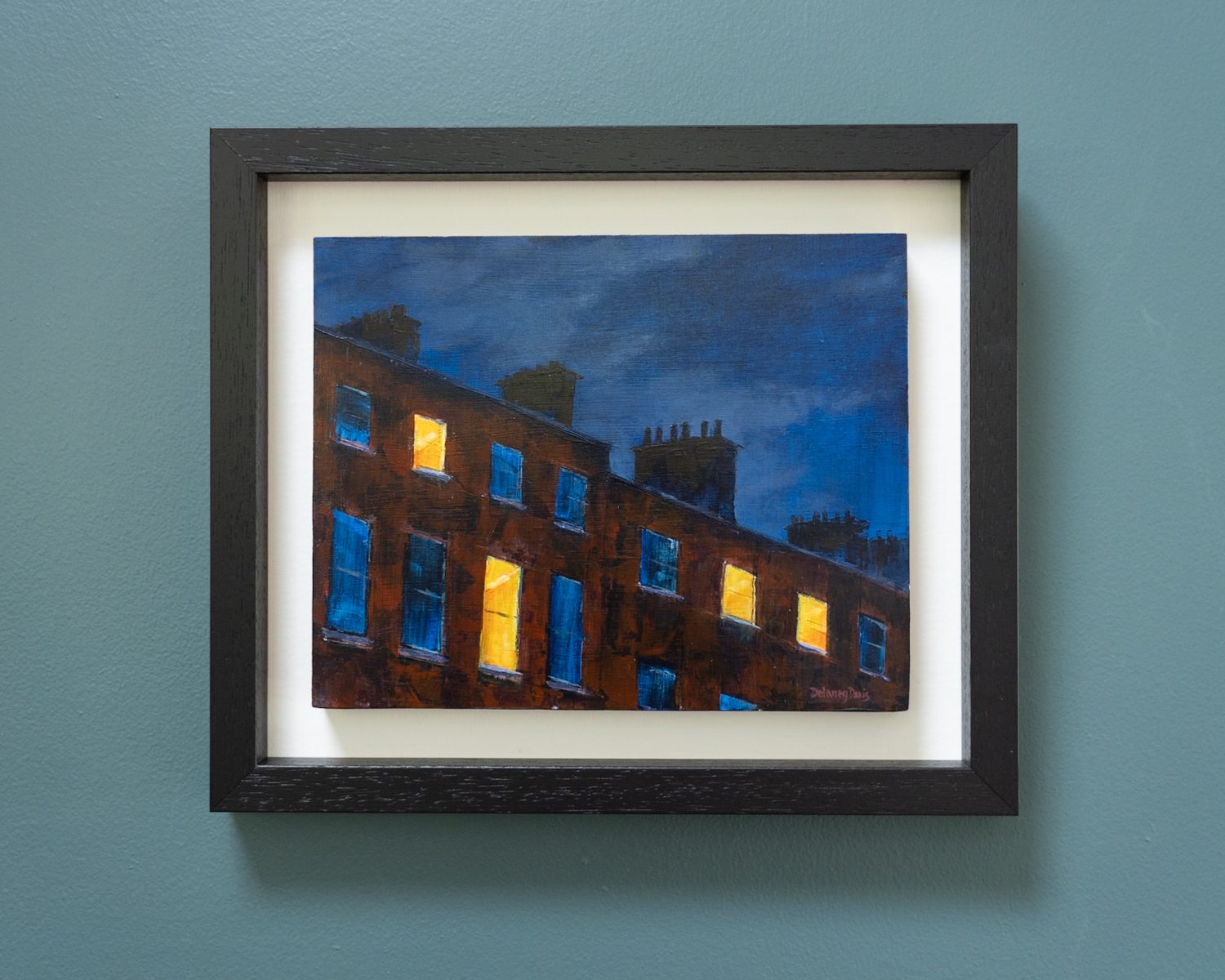 Delaney Davis roadside tree on the road night time scene streetscape Ireland original Irish art Kilbaha Gallery Ireland