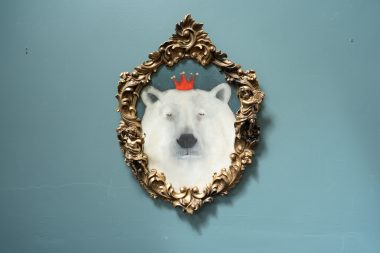 Heidi Wickham Royal Bear Irish Art Kilbaha Gallery Irish interiors beautiful contemporary painting black dog on green