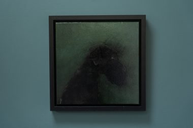 Heidi Wickham Dog Irish Art Kilbaha Gallery Irish interiors beautiful contemporary painting black dog on green