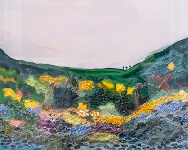 Carmel T Madigan Original Irish art mixed media large scale painting meadows wildflowers mountains seascapes heather Ireland West of Ireland Wild Atlantic Way Irish art contemporary artist beautiful homes Modern Decor