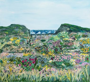 Carmel T Madigan Original Irish art mixed media large scale painting meadows wildflowers mountains seascapes heather Ireland West of Ireland Wild Atlantic Way Irish art contemporary artist beautiful homes Modern Decor