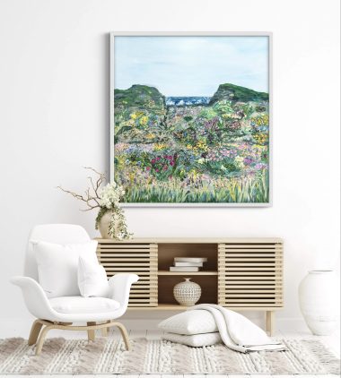 Carmel T Madigan Original Irish art mixed media large scale painting meadows wildflowers mountains seascapes heather Ireland West of Ireland Wild Atlantic Way Irish art contemporary artist beautiful homes Modern Decor