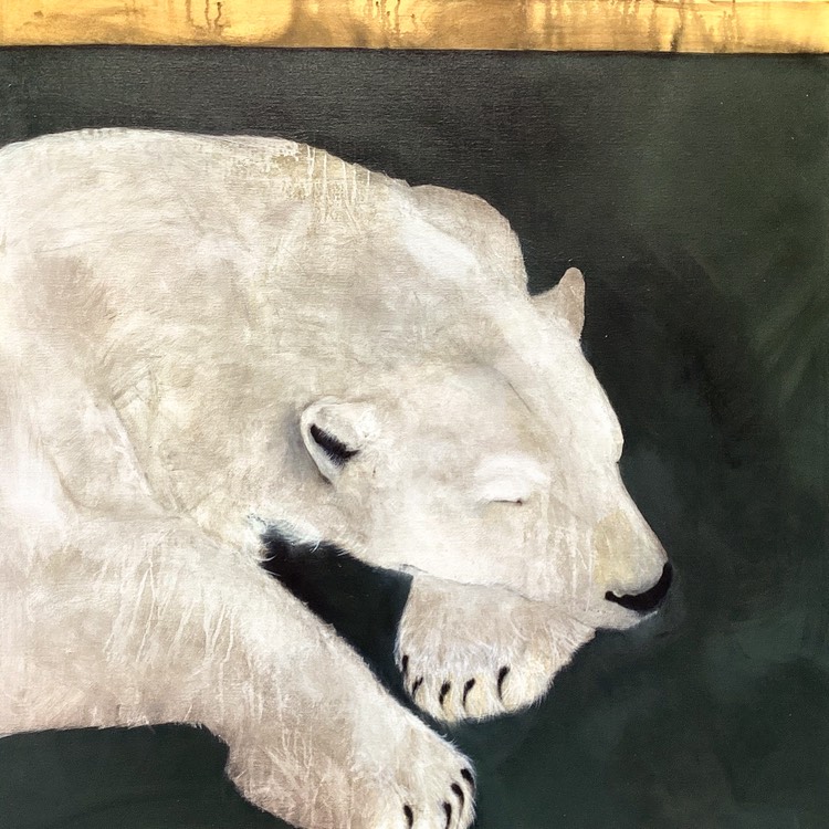 Polar Bear Painting large scale painting Heidi Wickham Kilbaha Gallery Interiors Ireland Contemporary Spaces