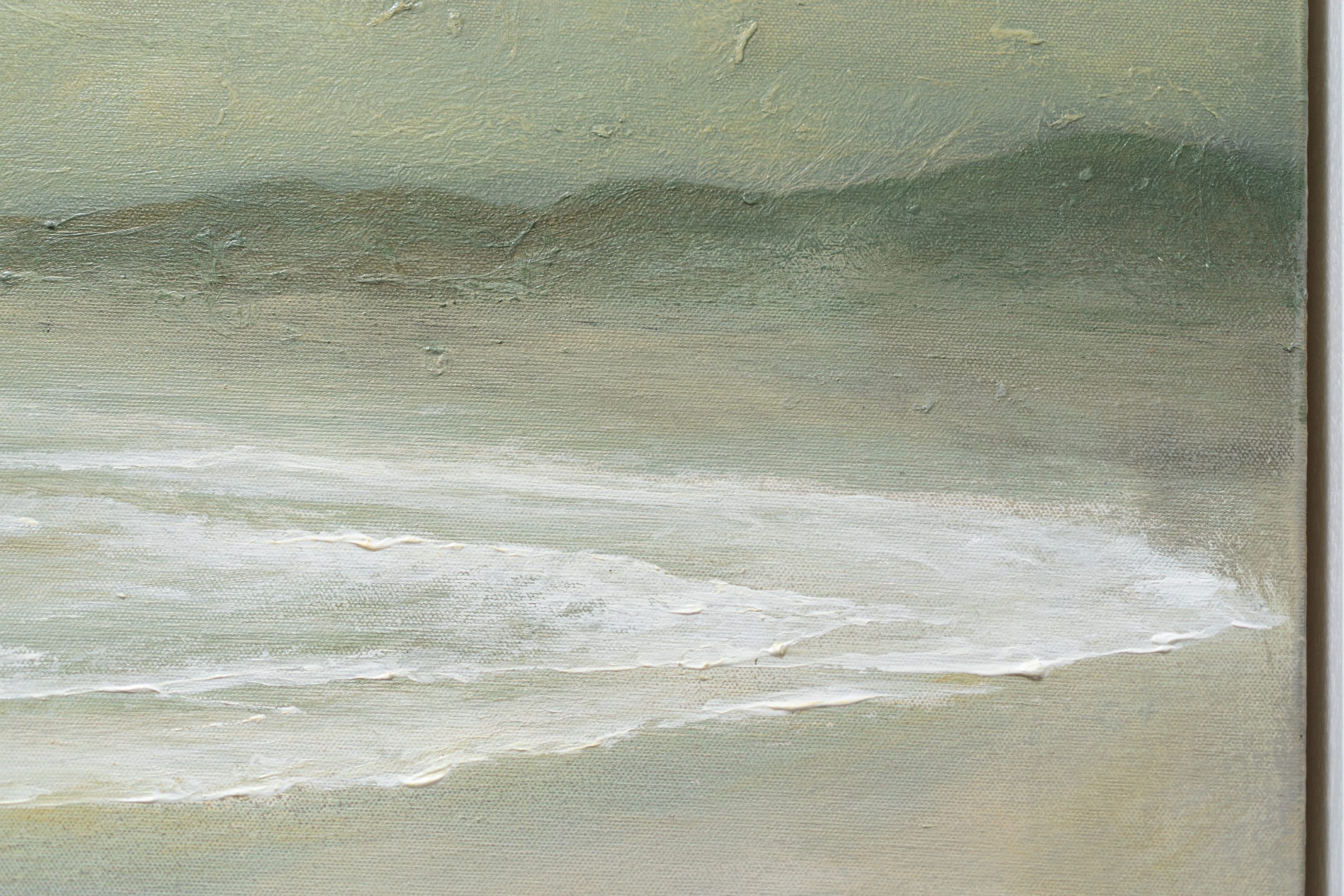 Hazel Murray Irish artist seascape framed original acrylics beautiful painting beach Doughmore Dunes Irish Interiors sandy muted tones Kilbaha Gallery