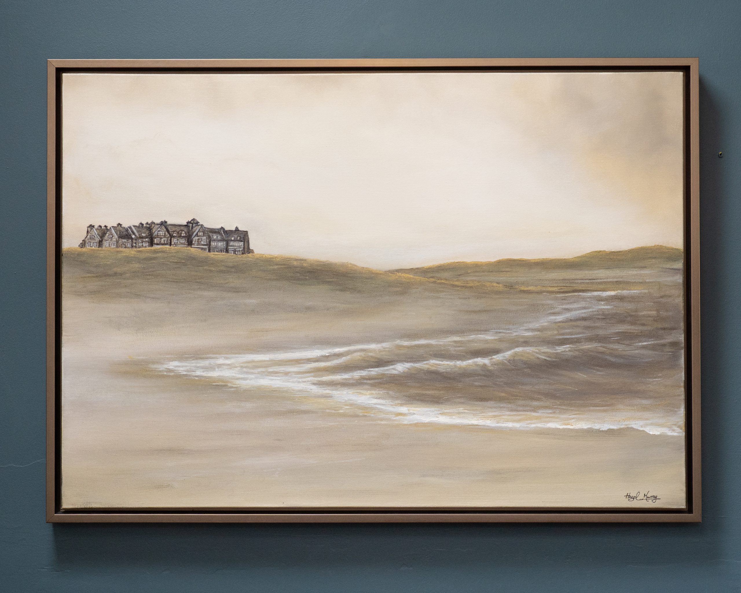 Doonbeg Lodge and Dunes by Hazel Murray for Kilbaha Gallery sandy beach scene original irish art painting