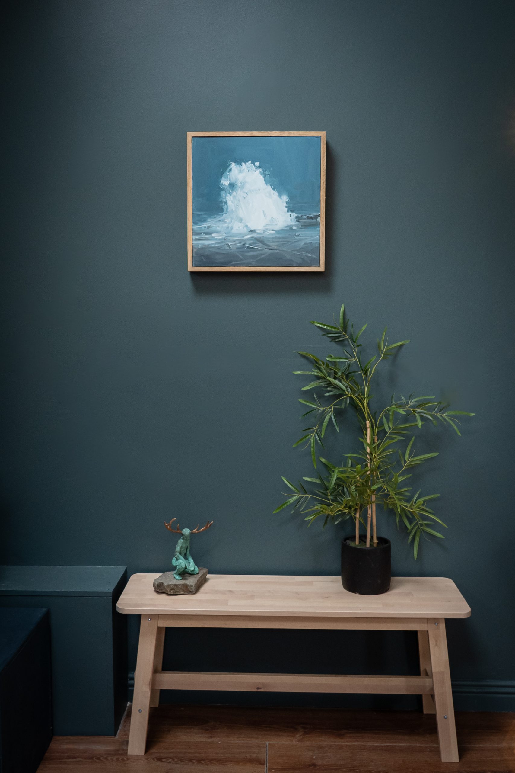 Kaye Maahs oil painting beautiful painting horizon sky and sea black rocks beach seascape kilbaha gallery