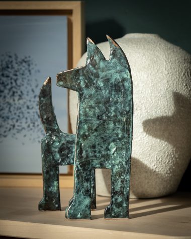 Bronze Dog Large - Green Flecks