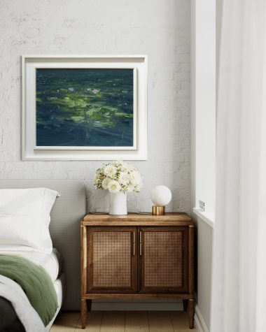 oil painting Kaye Maahs Lily pond beautiful work large scale dark colours beautiful piece Kilbaha Gallery