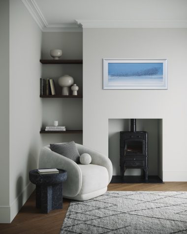 Kaye Maahs Murmuration large oil painting stunning piece of art gorgeous original work blue skies Kilbaha Gallery Ireland skyscape