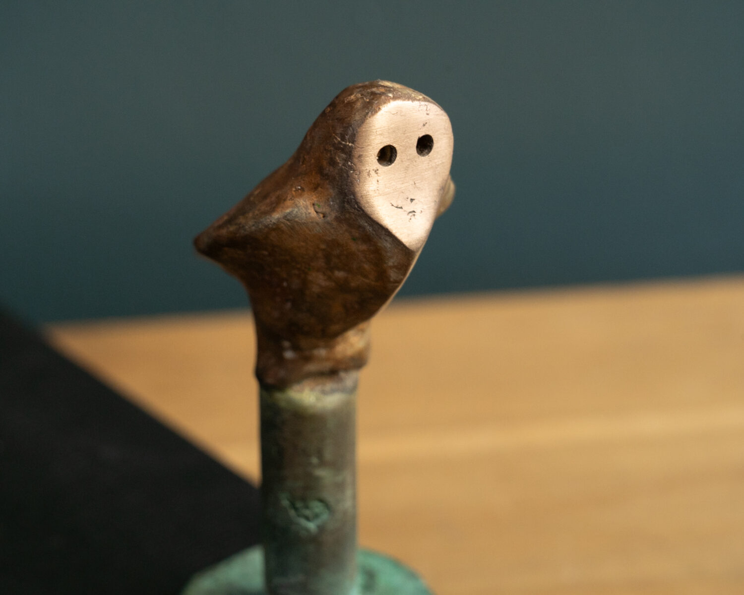 Bronze Owl baby by sculptor Adam Pomeroy beautiful contemporary miniature bronze sculptures original Irish art and interiors Kilbaha Gallery