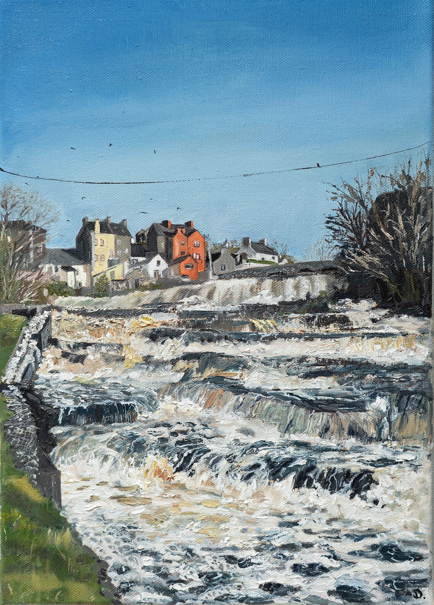 The artist signing their work as D beautiful contemporary work in oils original Irish art West of Ireland beautiful painting Ennistymon Co Clare