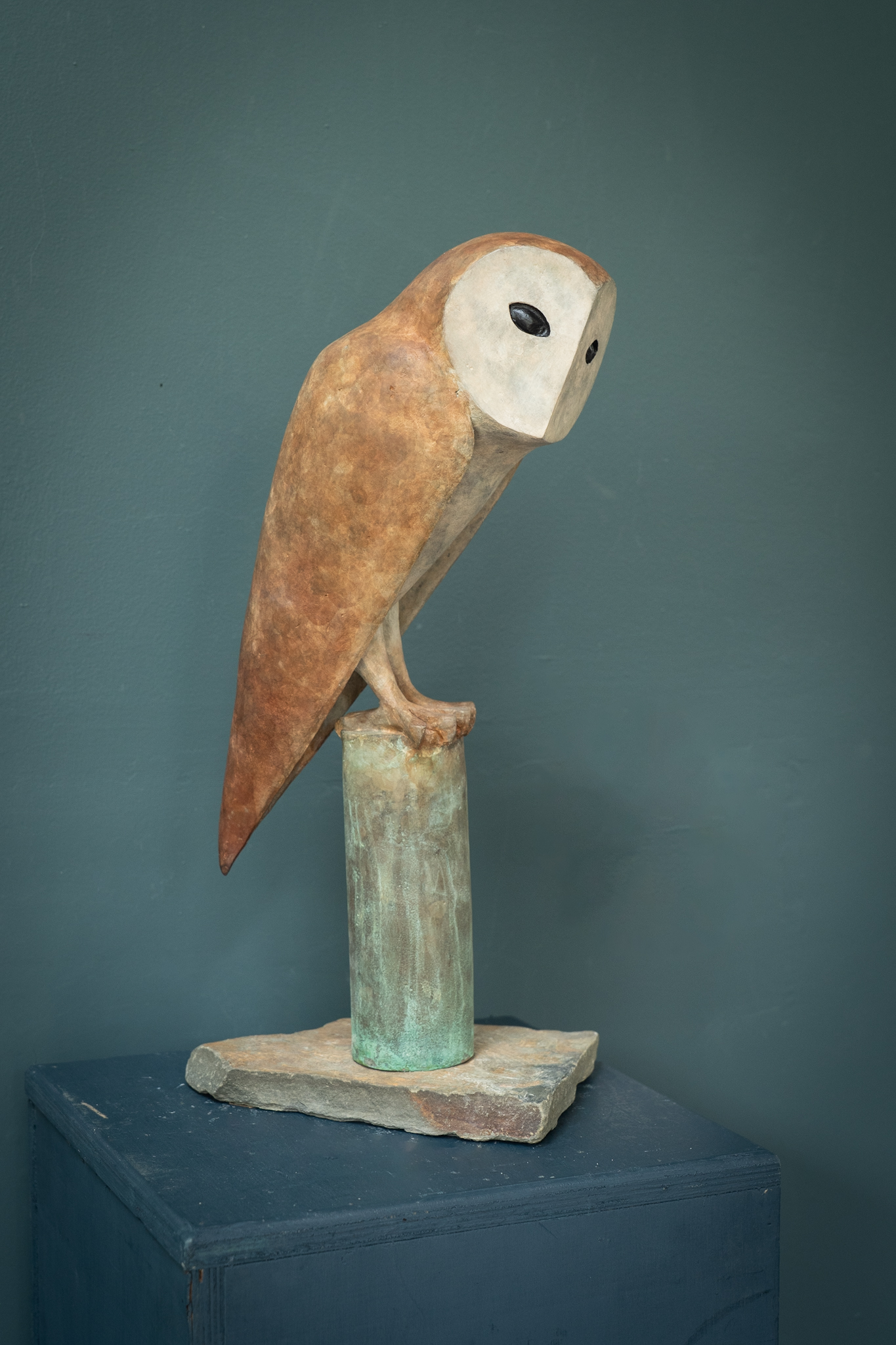 Adam Pomeroy Bronze Owl beautiful large scale lifesize bronze owl stylized sculpture Kilbaha Gallery